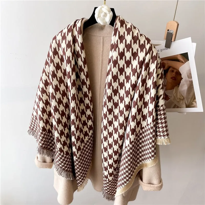 Toile and Checks Print Shawl Wool Scarves