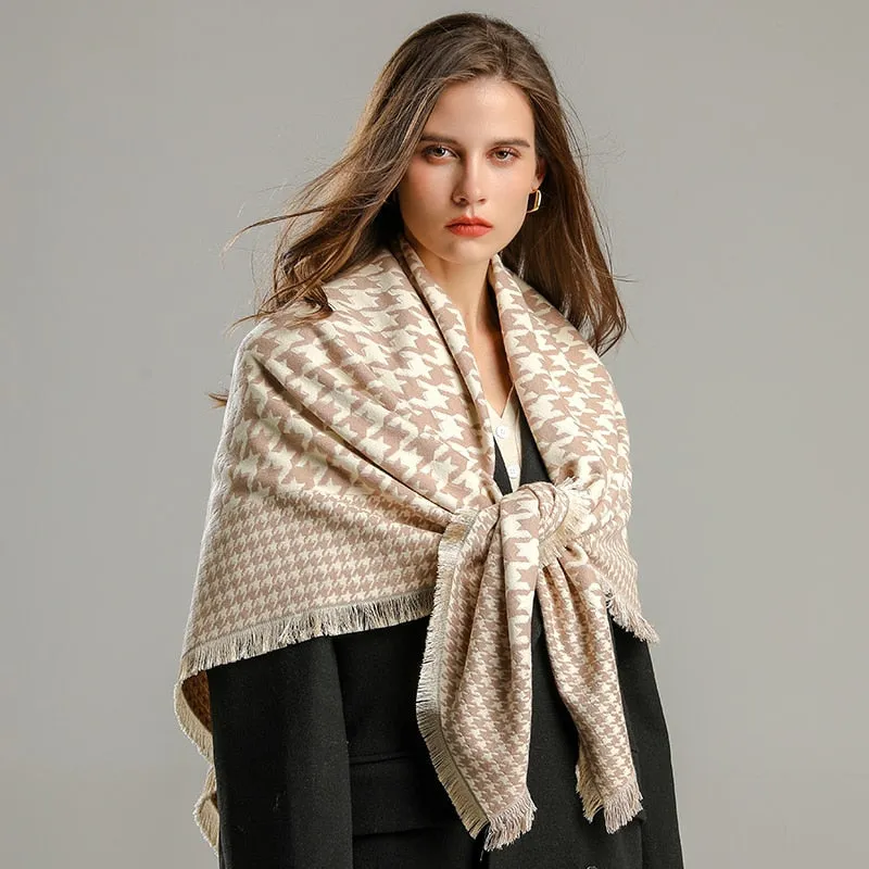 Toile and Checks Print Shawl Wool Scarves
