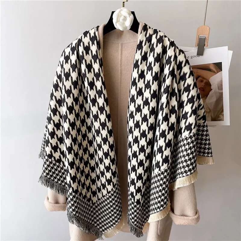 Toile and Checks Print Shawl Wool Scarves