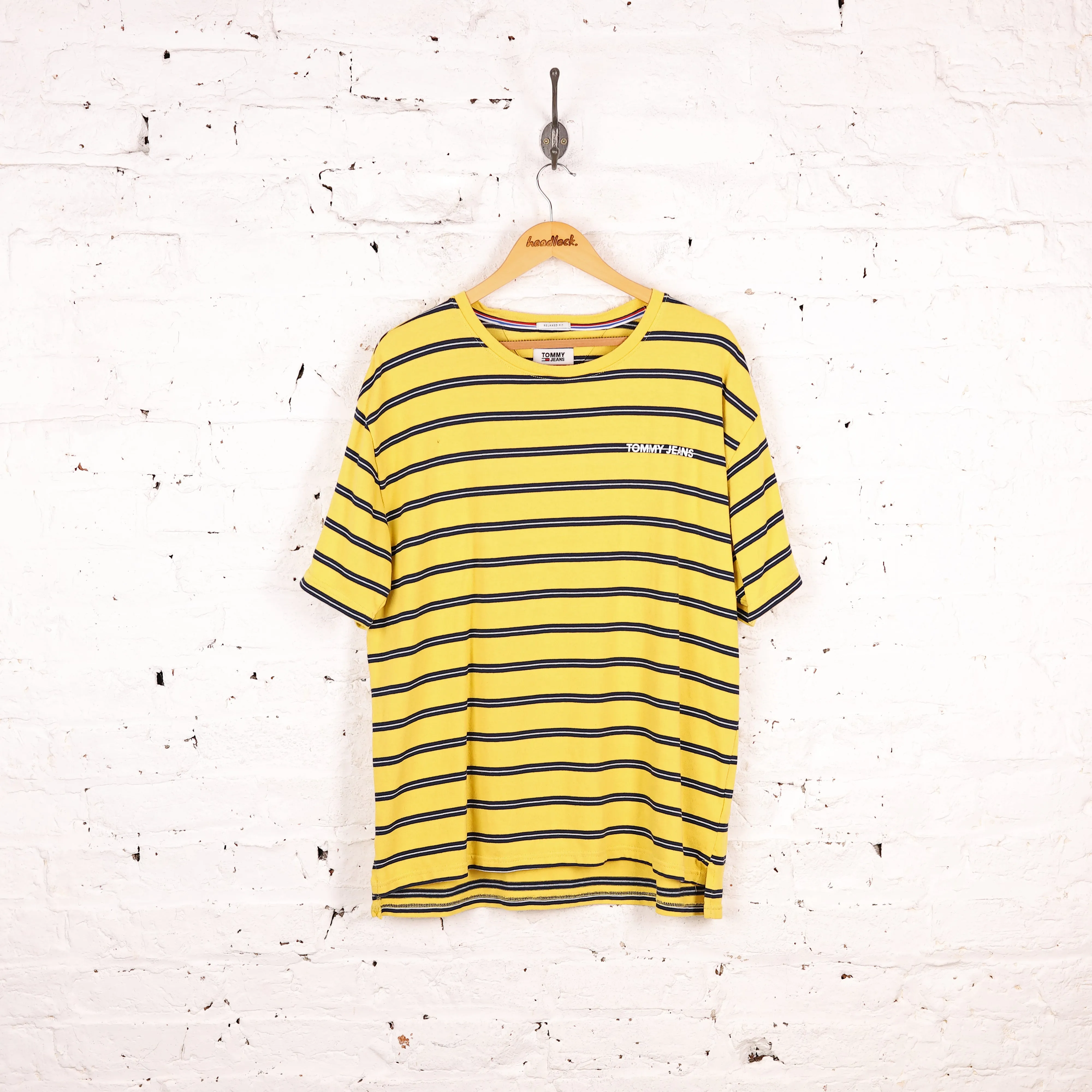 Tommy Hilfiger Short Sleeve Striped T-Shirt - Yellow - L