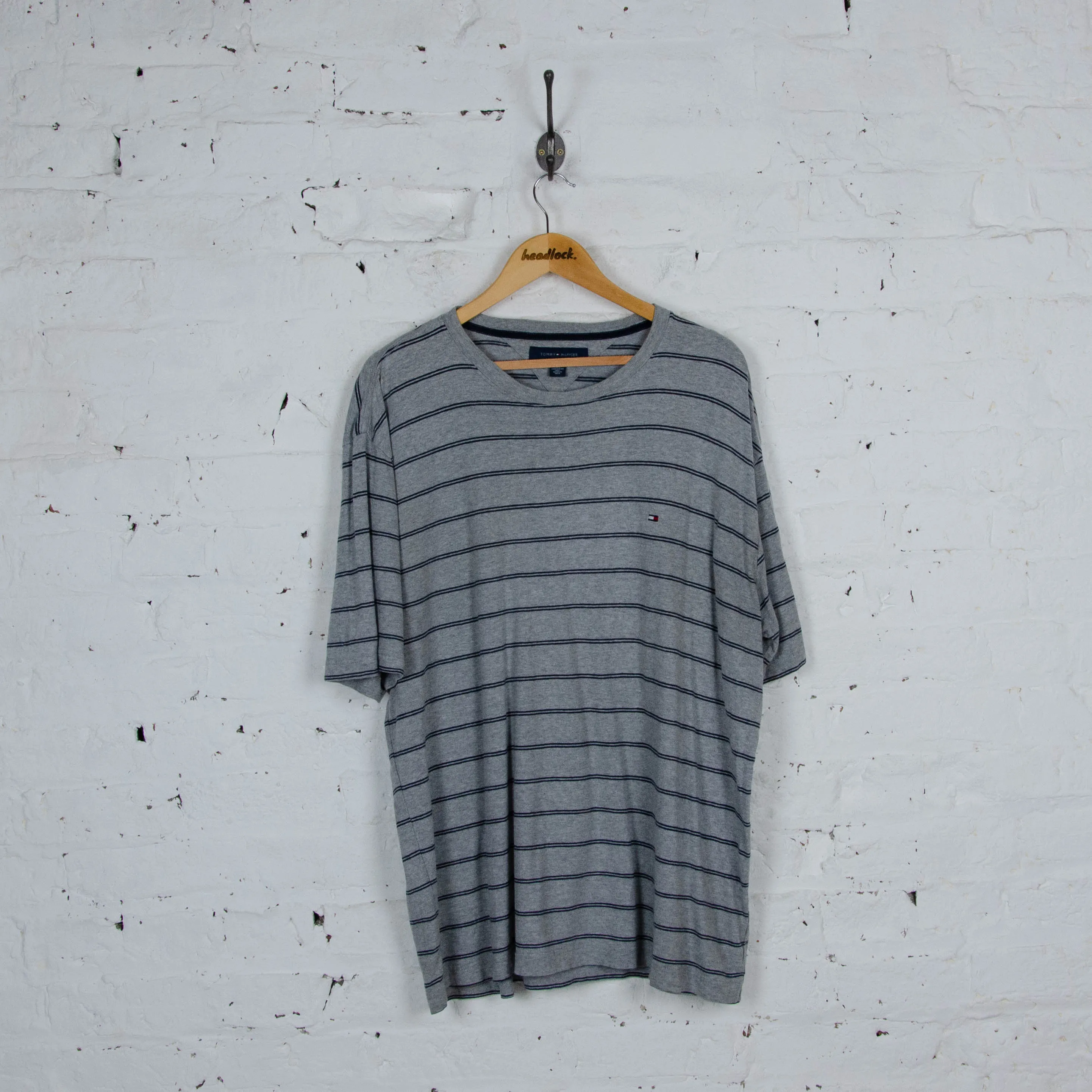 Tommy Hilfiger Striped T Shirt - Grey - XL