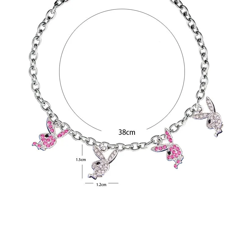 Trend 2021 Rhinestone Rabbit Necklaces 925 S Silver Chain Women's Jewelry