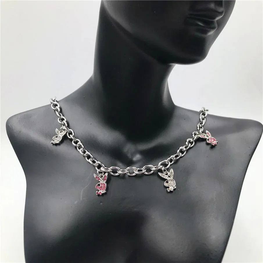 Trend 2021 Rhinestone Rabbit Necklaces 925 S Silver Chain Women's Jewelry