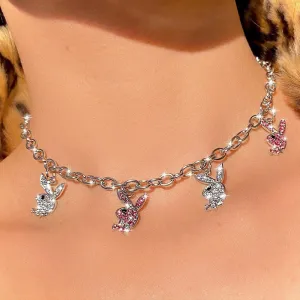Trend 2021 Rhinestone Rabbit Necklaces 925 S Silver Chain Women's Jewelry