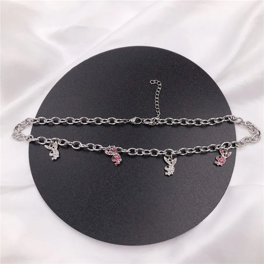 Trend 2021 Rhinestone Rabbit Necklaces 925 S Silver Chain Women's Jewelry