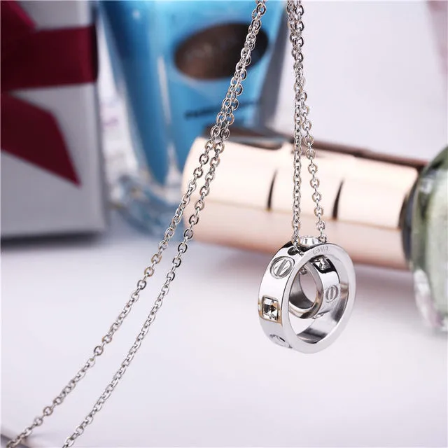 Trendy Stainless Steel Womens Necklace Pendant Women Crystal Gold Rose Gold Silver Colors Carter Love Brand Jewelry Necklaces