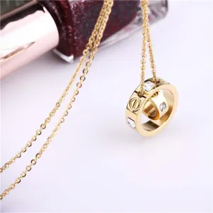 Trendy Stainless Steel Womens Necklace Pendant Women Crystal Gold Rose Gold Silver Colors Carter Love Brand Jewelry Necklaces