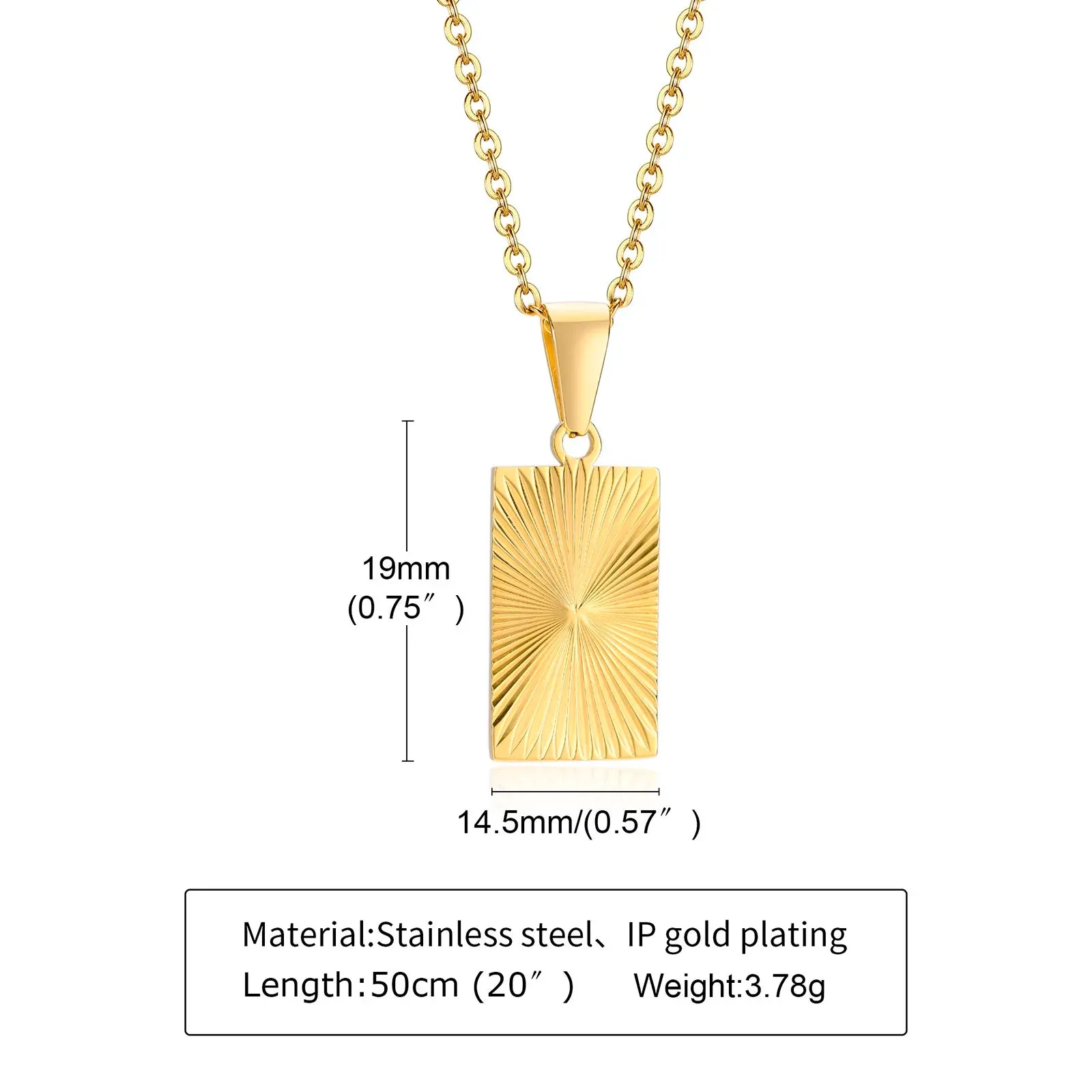 Triangle Necklace, Gold Plated Embossing Radiation Geometry Pendant Necklaces