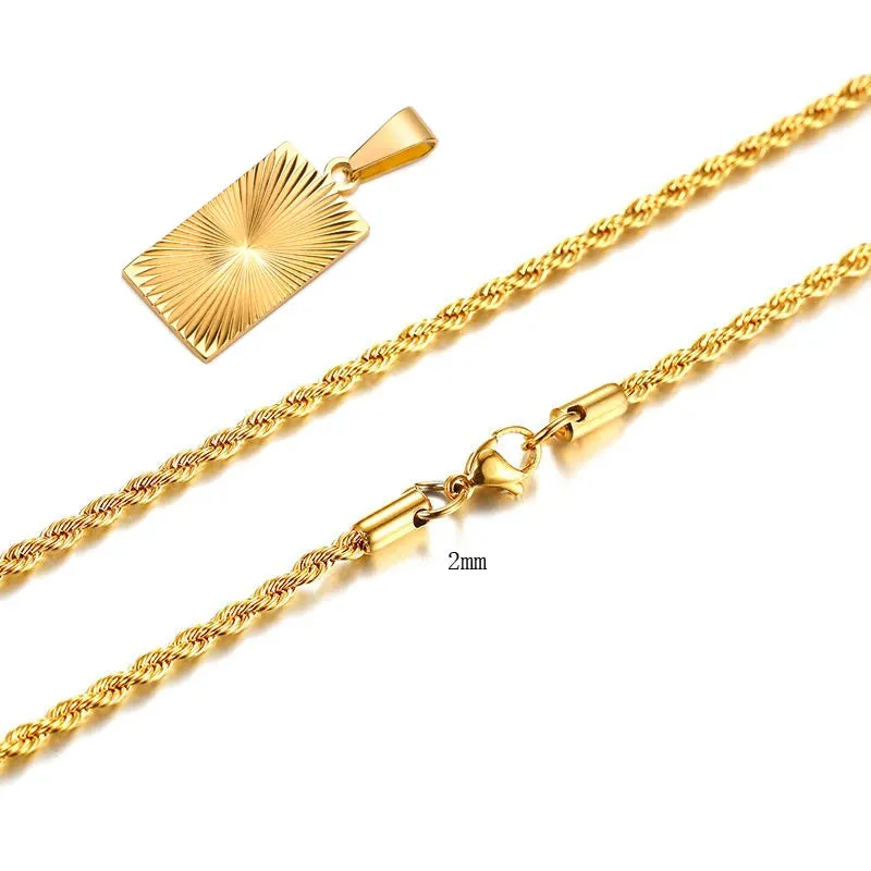 Triangle Necklace, Gold Plated Embossing Radiation Geometry Pendant Necklaces