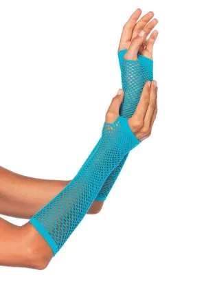 Triangle Net Fingerless Gloves Blue