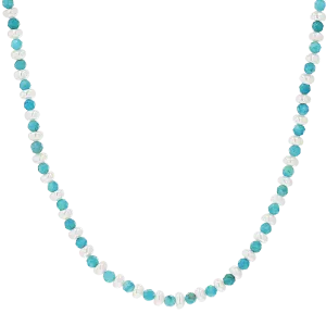 Turquoise Magnesite & Pearl Beaded Necklace
