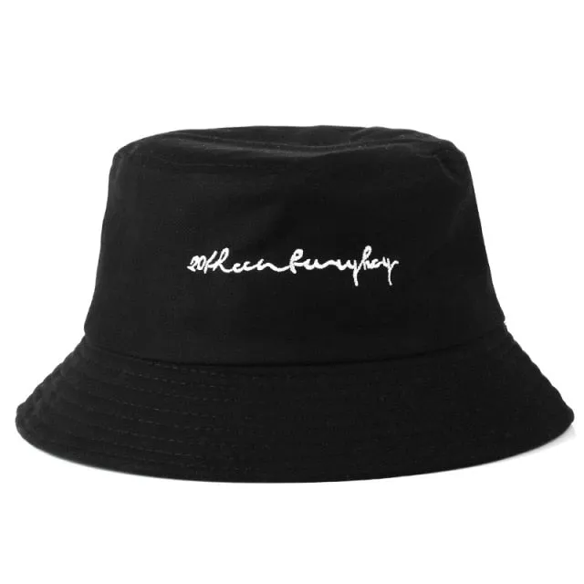 Unisex Harajuku Bucket Hat Graffiti Letter Women Men Fishing Fisherman Hat Summer Outdoor Panama Hip Hop Cap