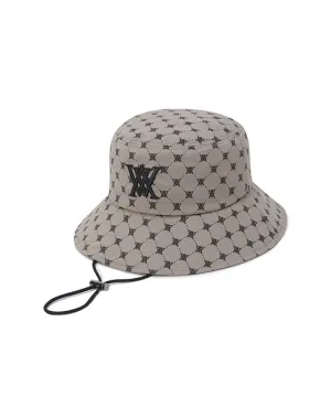 Unisex Monogram Pattern Bucket Hat - Beige