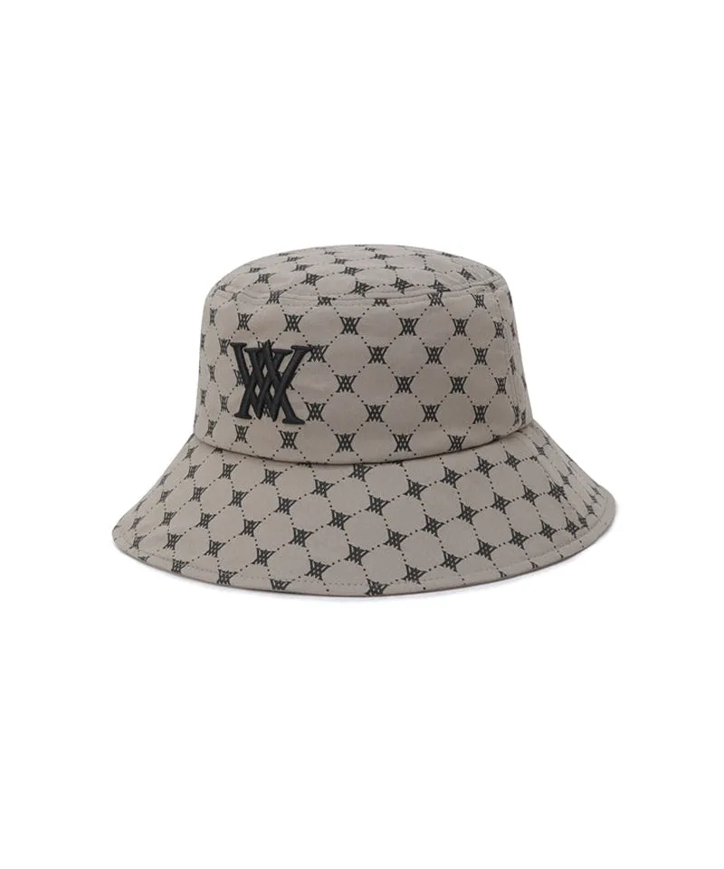 Unisex Monogram Pattern Bucket Hat - Beige