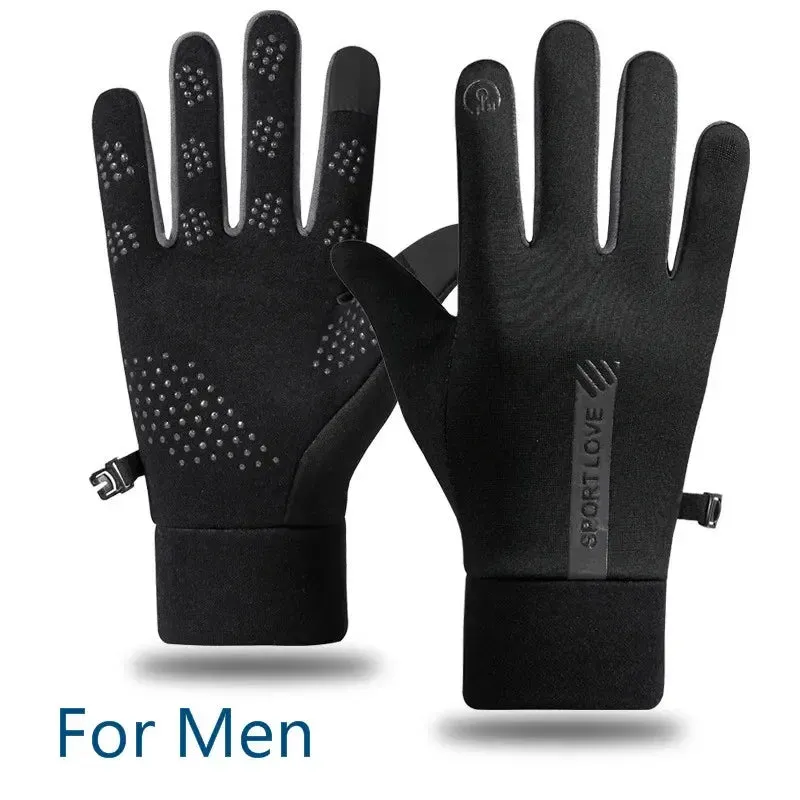 Unisex Thermal Fleece Winter Gloves for Cycling, Running, Skiing - Non-Slip & Waterproof