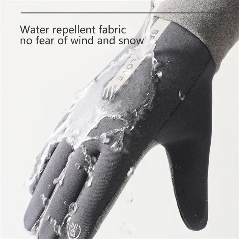 Unisex Thermal Fleece Winter Gloves for Cycling, Running, Skiing - Non-Slip & Waterproof