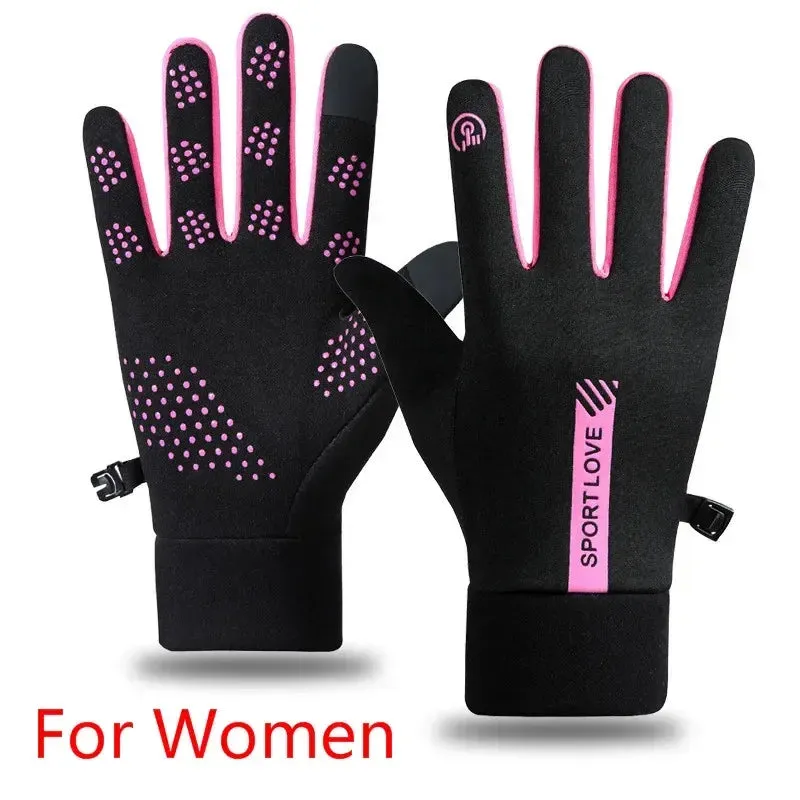 Unisex Thermal Fleece Winter Gloves for Cycling, Running, Skiing - Non-Slip & Waterproof