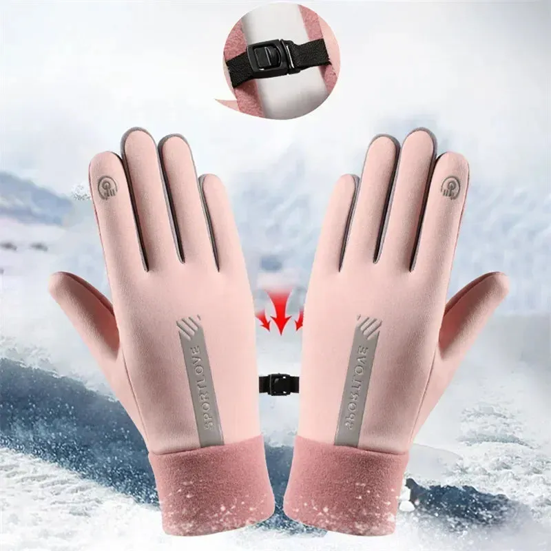 Unisex Thermal Fleece Winter Gloves for Cycling, Running, Skiing - Non-Slip & Waterproof