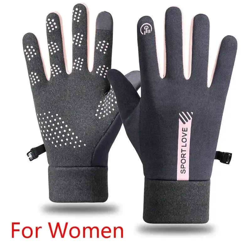 Unisex Thermal Fleece Winter Gloves for Cycling, Running, Skiing - Non-Slip & Waterproof