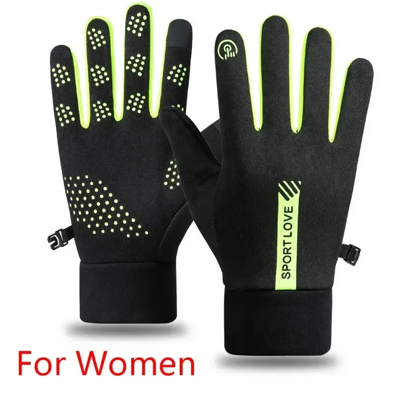 Unisex Thermal Fleece Winter Gloves for Cycling, Running, Skiing - Non-Slip & Waterproof
