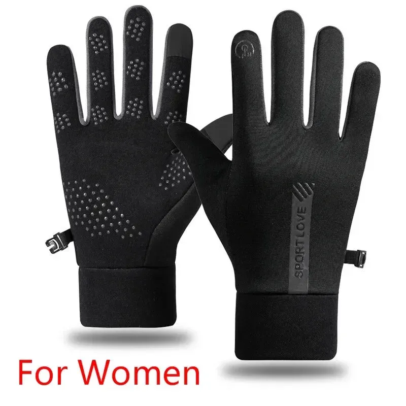 Unisex Thermal Fleece Winter Gloves for Cycling, Running, Skiing - Non-Slip & Waterproof