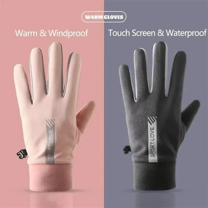 Unisex Thermal Fleece Winter Gloves for Cycling, Running, Skiing - Non-Slip & Waterproof