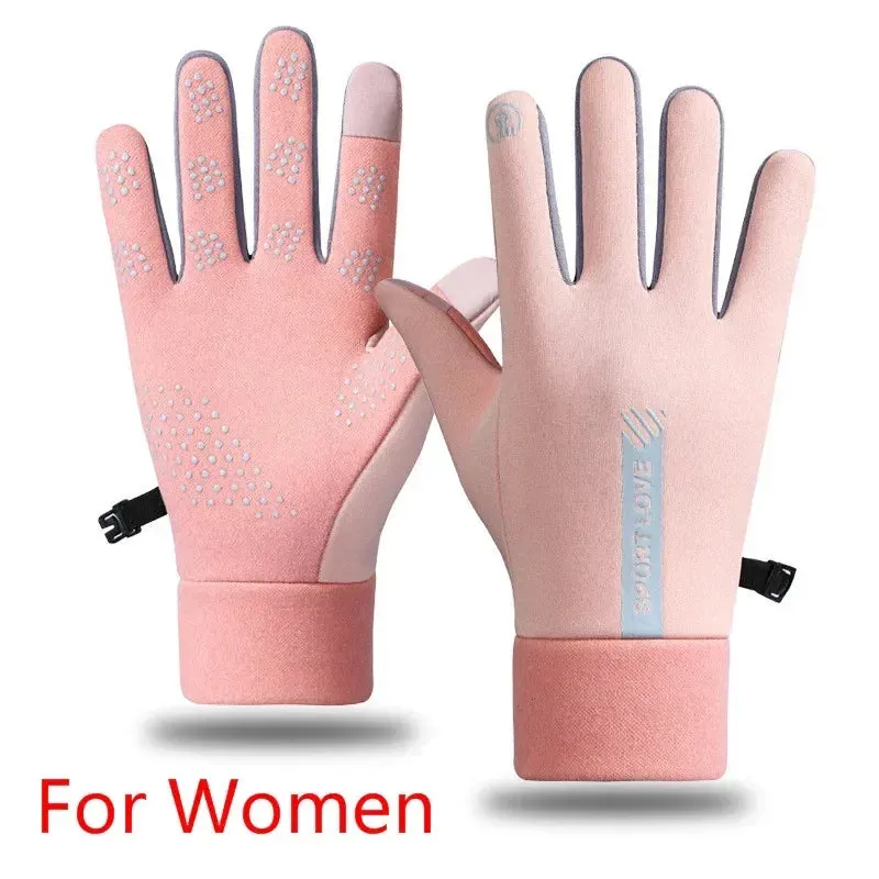 Unisex Thermal Fleece Winter Gloves for Cycling, Running, Skiing - Non-Slip & Waterproof