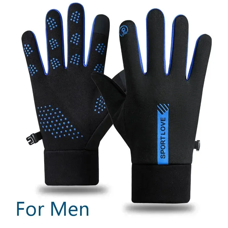Unisex Thermal Fleece Winter Gloves for Cycling, Running, Skiing - Non-Slip & Waterproof