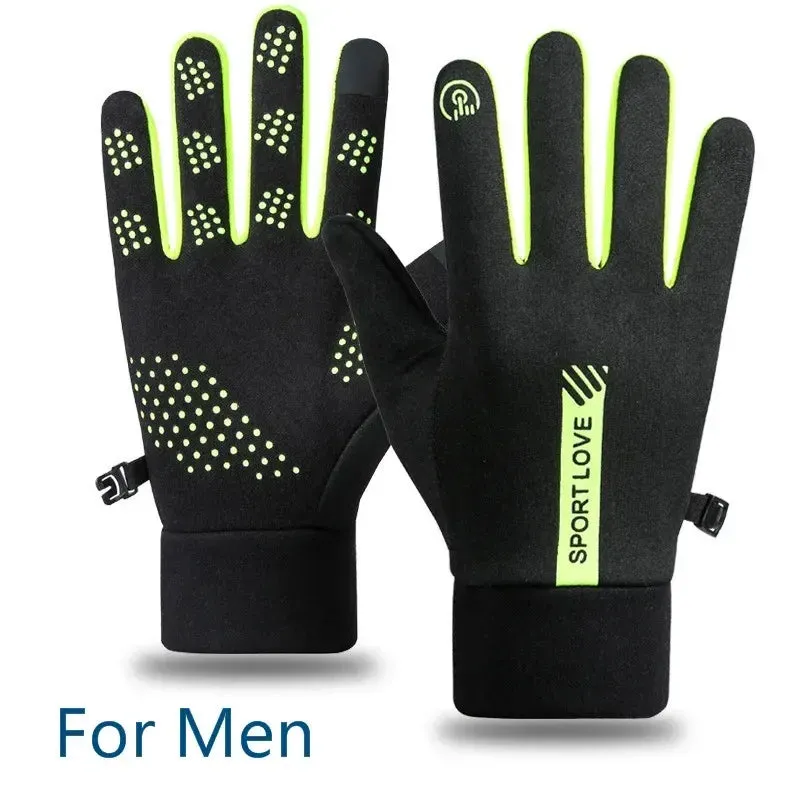 Unisex Thermal Fleece Winter Gloves for Cycling, Running, Skiing - Non-Slip & Waterproof