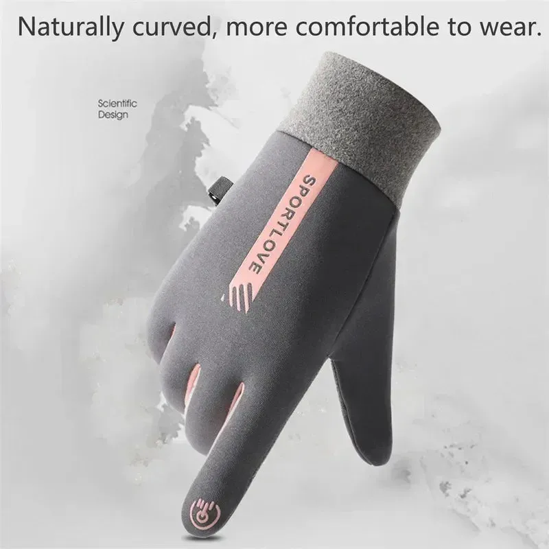 Unisex Thermal Fleece Winter Gloves for Cycling, Running, Skiing - Non-Slip & Waterproof
