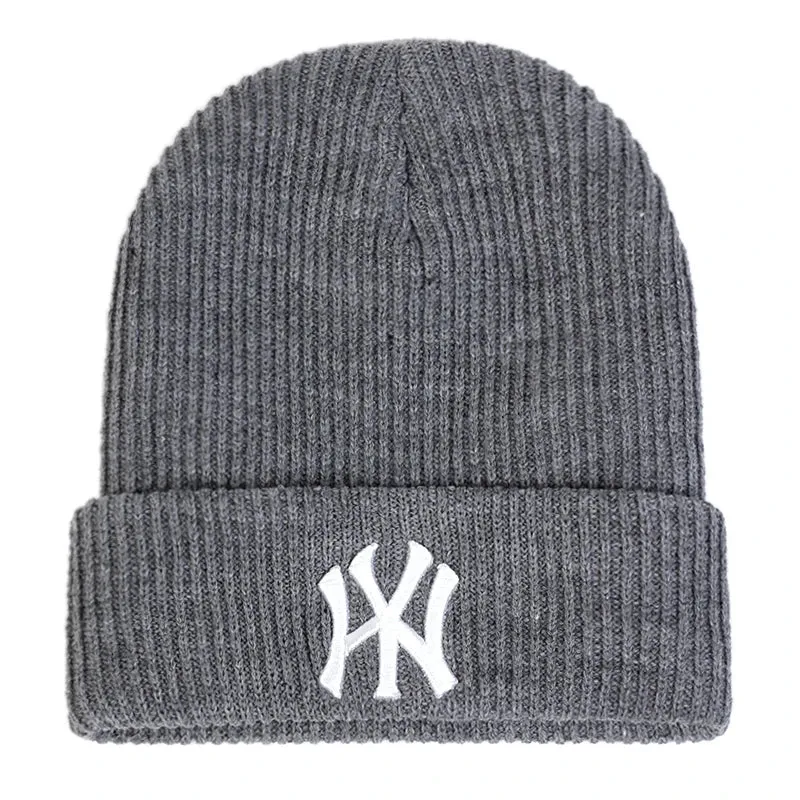 Unisex WY Letter Embroidered Warm Beanie Cap