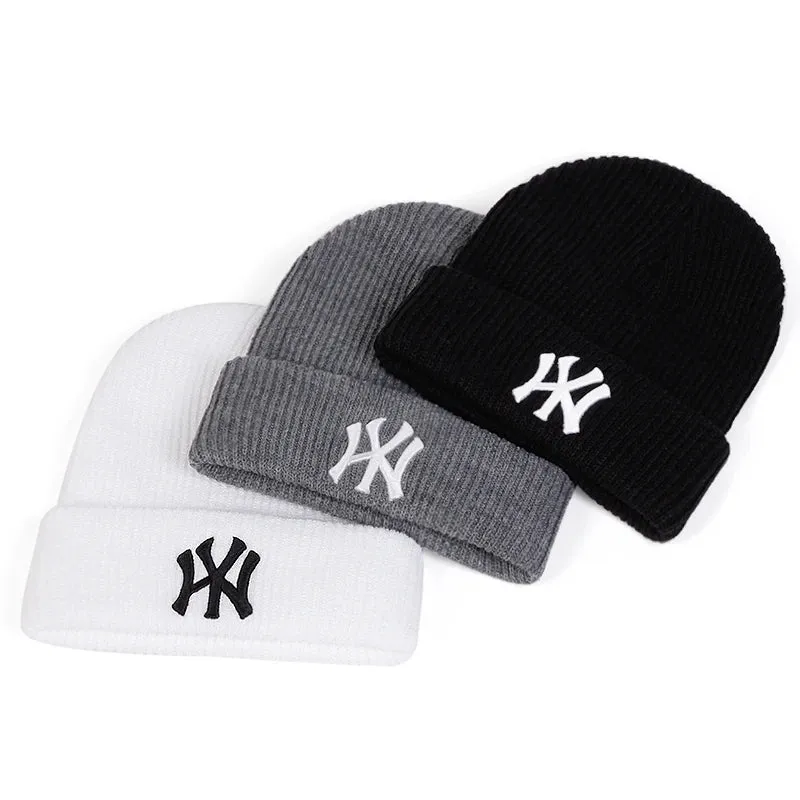 Unisex WY Letter Embroidered Warm Beanie Cap