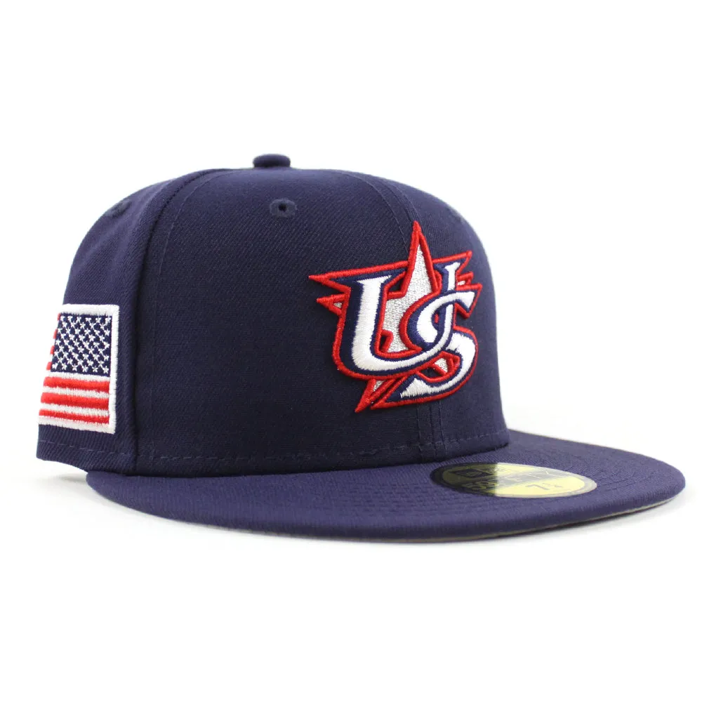 USA 2023 World Baseball Classic (WBC) New Era 59Fifty Fitted Hat (Navy Grey Under Brim)