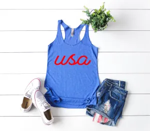 USA Tank | 4th Of July Tank | 4th Of July Shirt | Women's Fitting Racer Tank Shirt