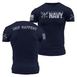USN - Ship Happens 2.0 T-Shirt - Navy