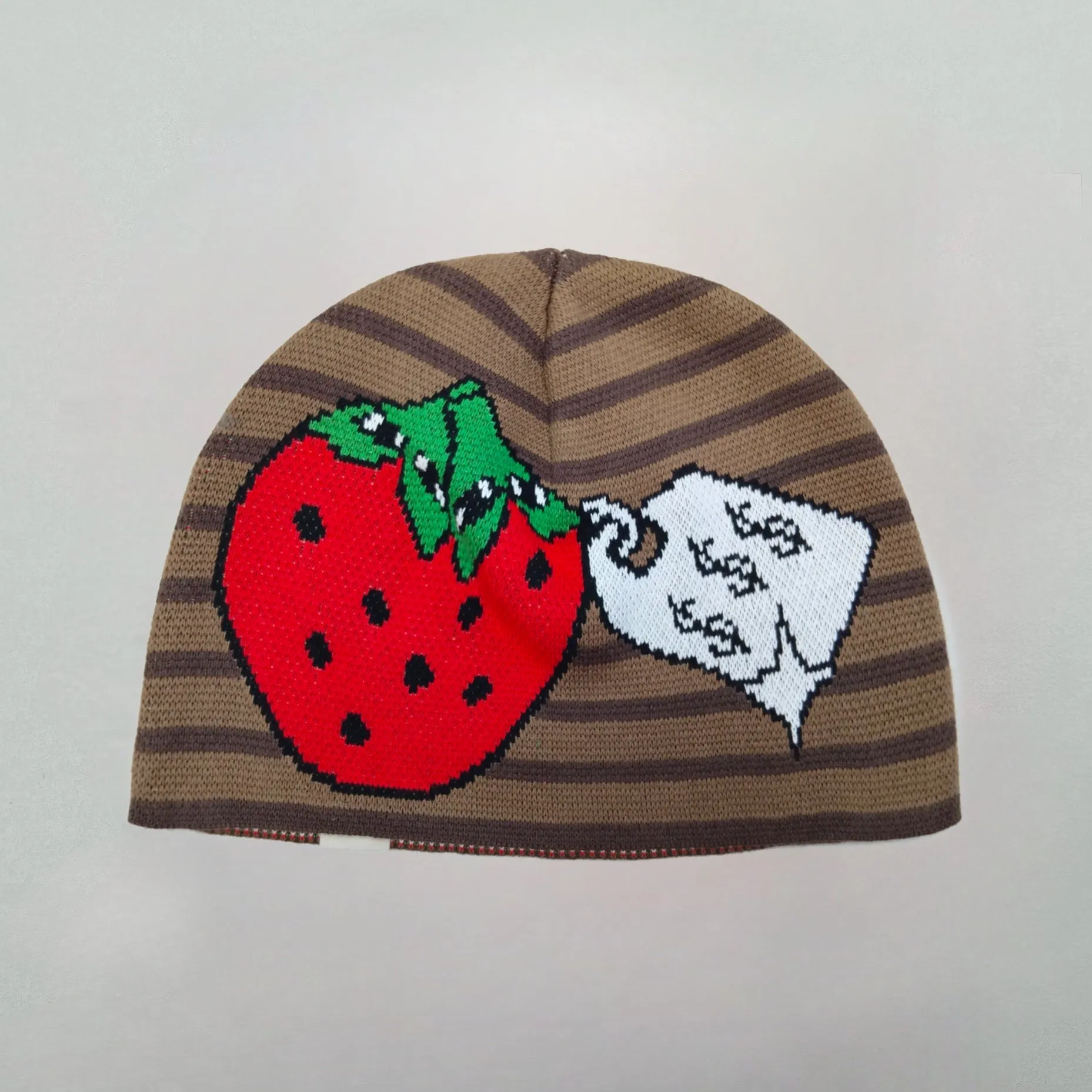 V Speshal Organic Strawberry Beanie Brown Stripes