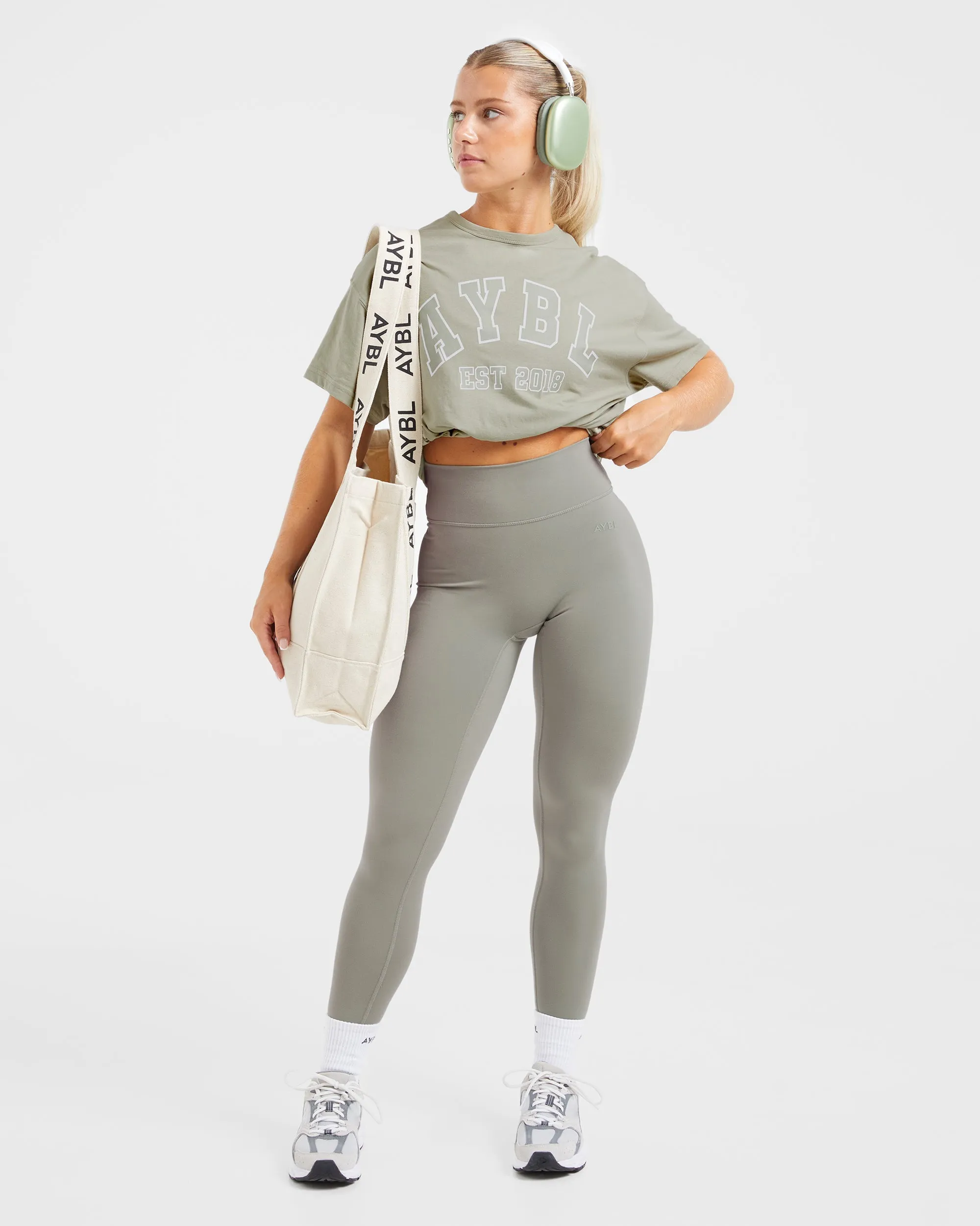 Varsity Oversized T Shirt - Olive Green