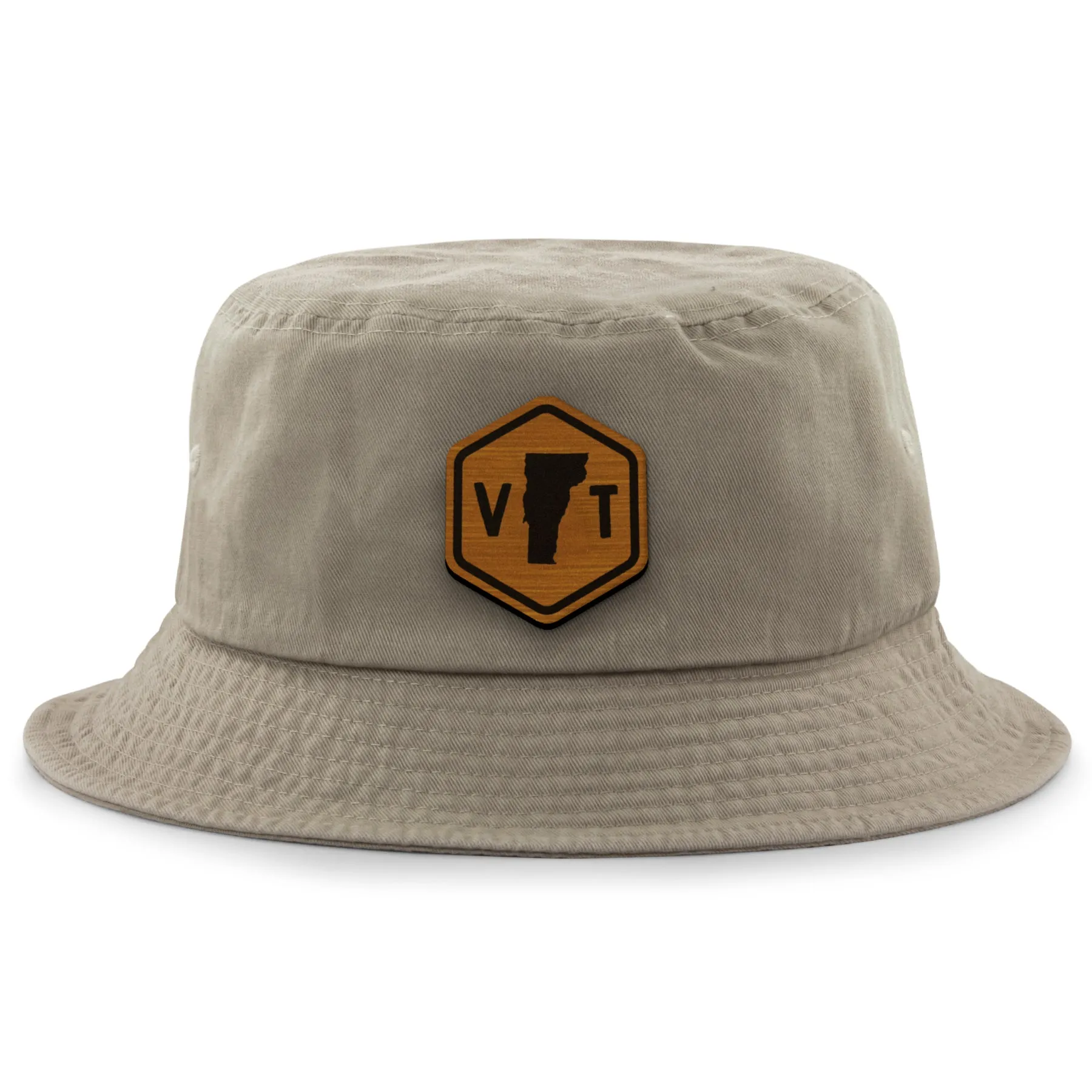 Vermont State Sign Wood Grain Patch Bucket Hat