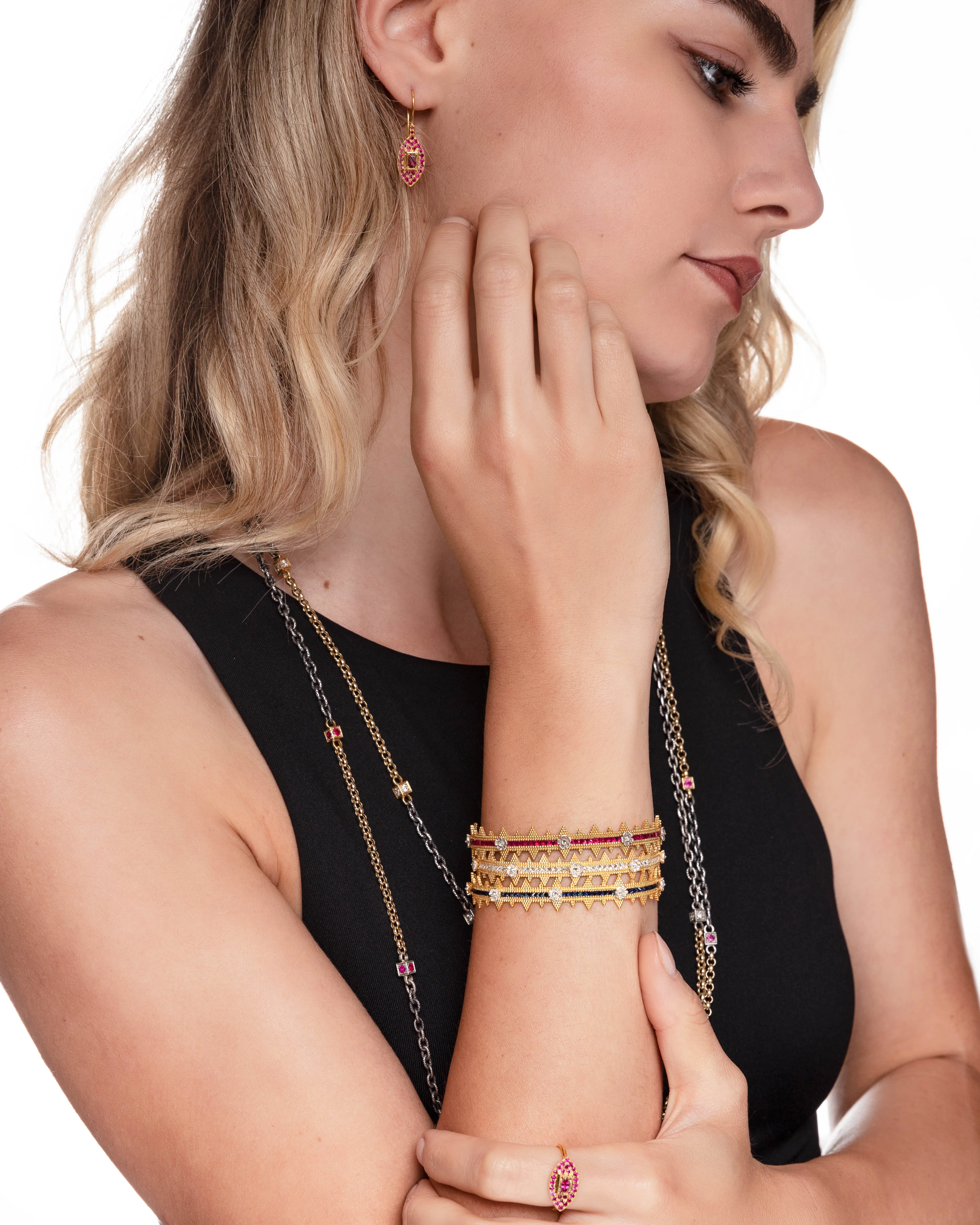 VERONICA MEDICI CUBE DIAMOND STATEMENT CHAIN