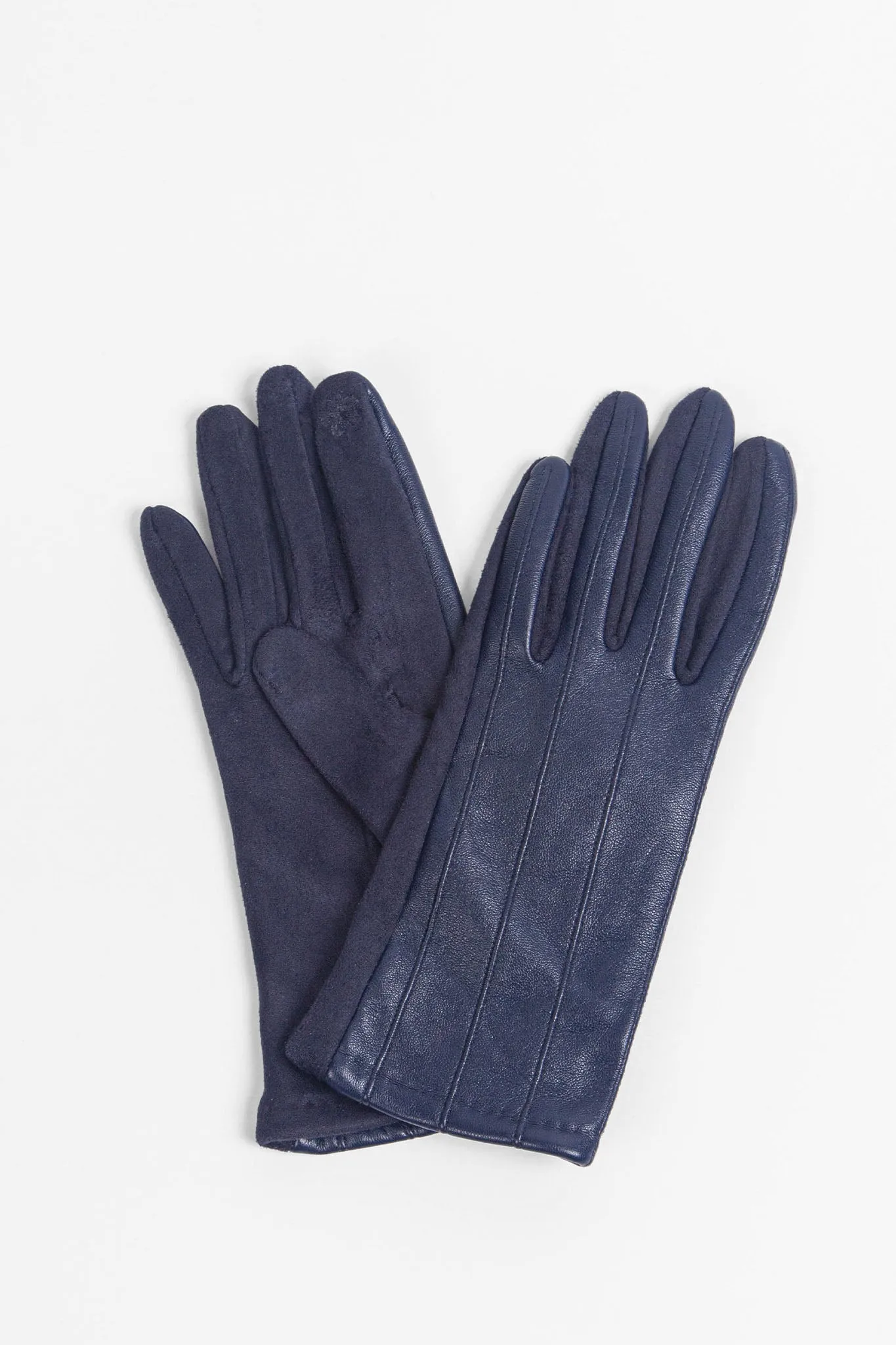 Vertical Stitch Touch Screen Gloves Navy Blue