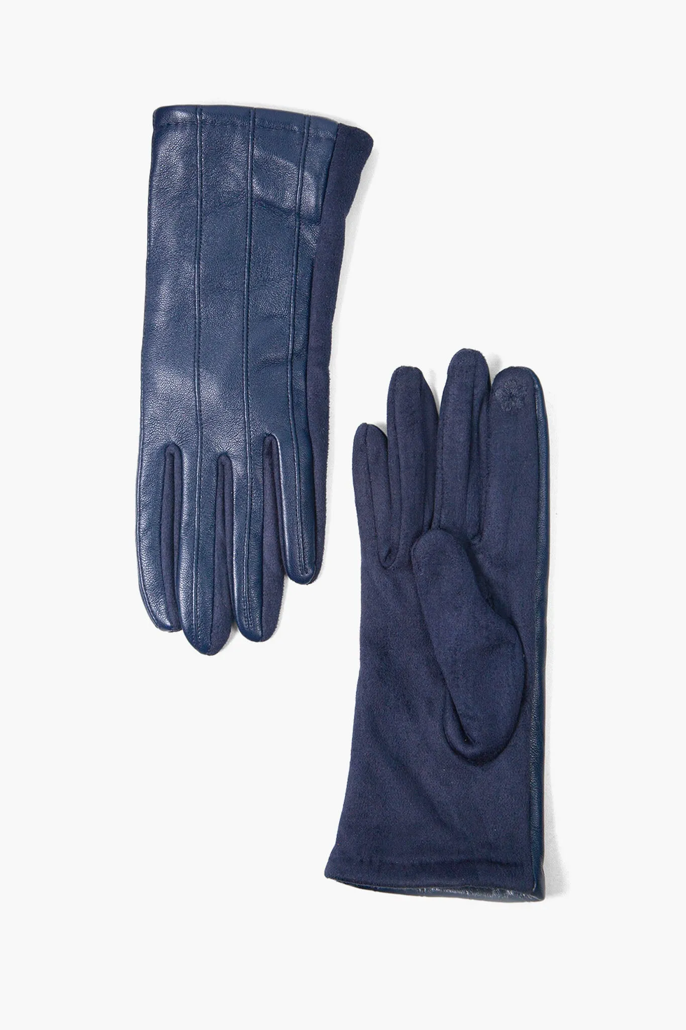 Vertical Stitch Touch Screen Gloves Navy Blue