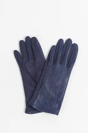 Vertical Stitch Touch Screen Gloves Navy Blue