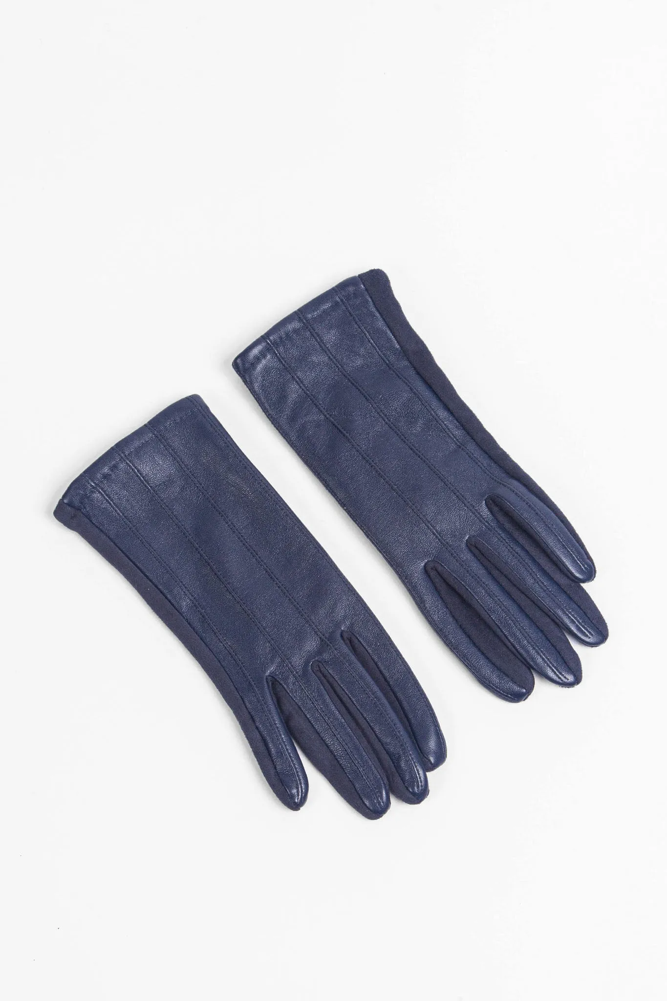Vertical Stitch Touch Screen Gloves Navy Blue