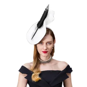 Vintage Black Gray Elegant Fedora Wedding Ladies With Feather Church Hats