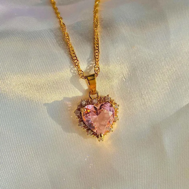 Vintage Drop Water Pendant Necklace Gold For Women Chain Jewelry