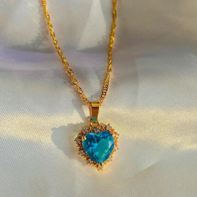 Vintage Drop Water Pendant Necklace Gold For Women Chain Jewelry