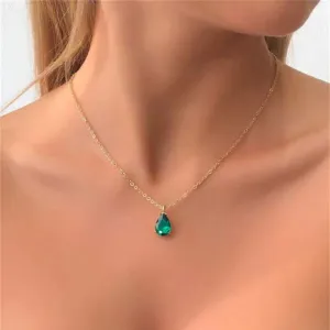 Vintage Drop Water Pendant Necklace Gold For Women Chain Jewelry