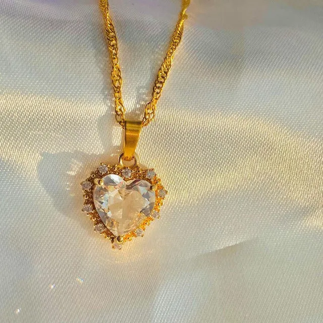 Vintage Drop Water Pendant Necklace Gold For Women Chain Jewelry