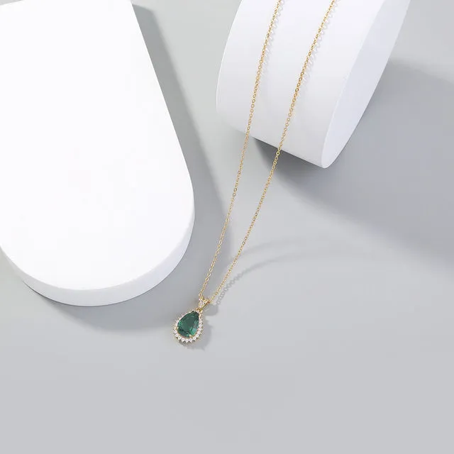 Vintage Drop Water Pendant Necklace Gold For Women Chain Jewelry