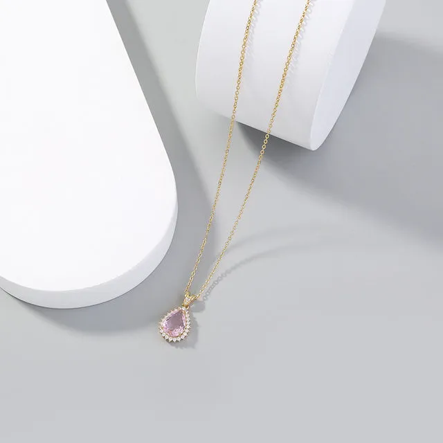 Vintage Drop Water Pendant Necklace Gold For Women Chain Jewelry